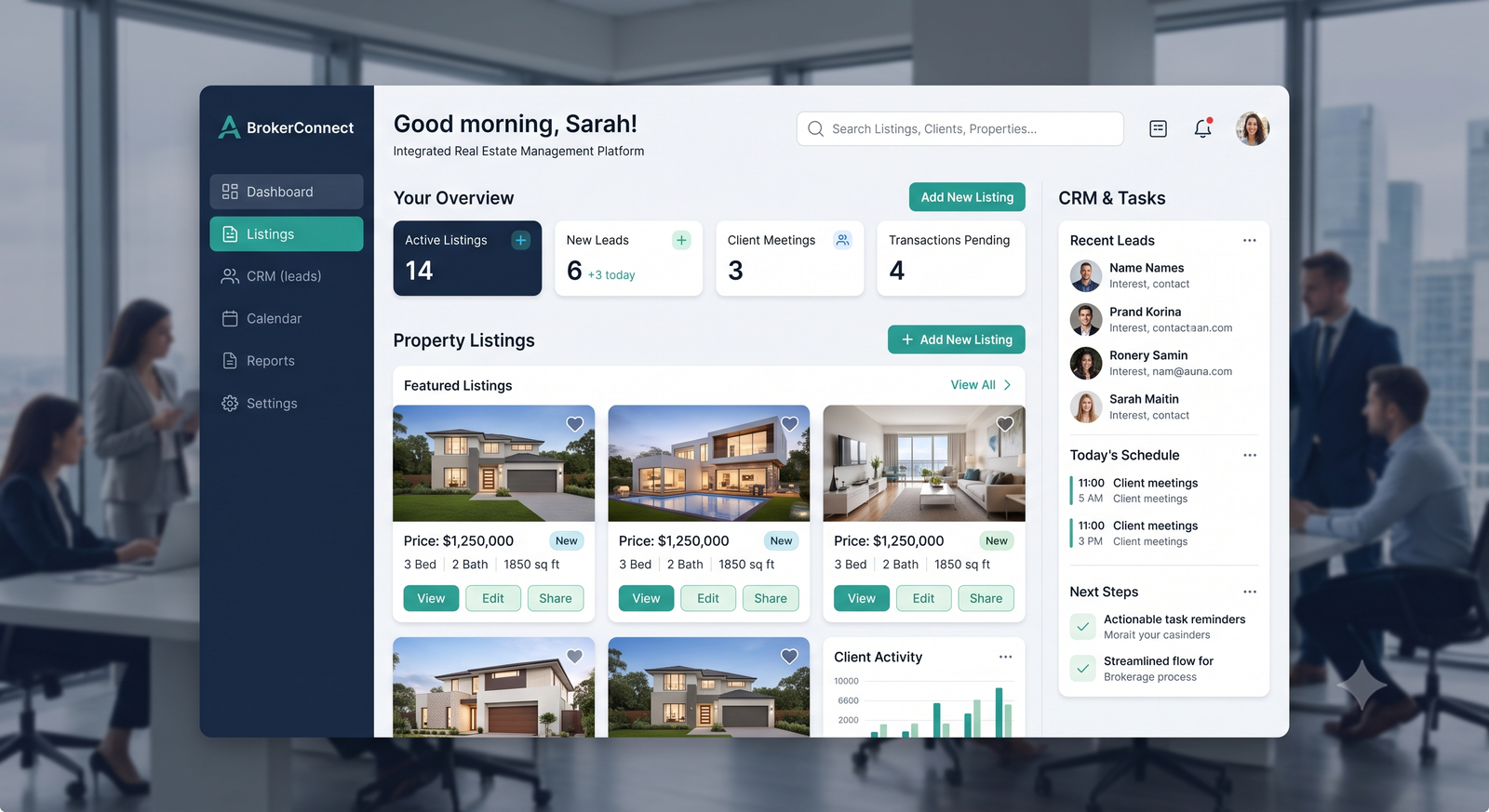 Real Estate software interface